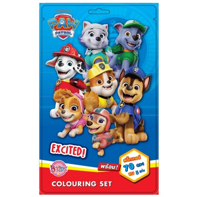 PAW PATROL COLOURING SET ชุดระบายสี EXCITED! + สีไม้และสติ๊กเกอร์โฮโลแกรม